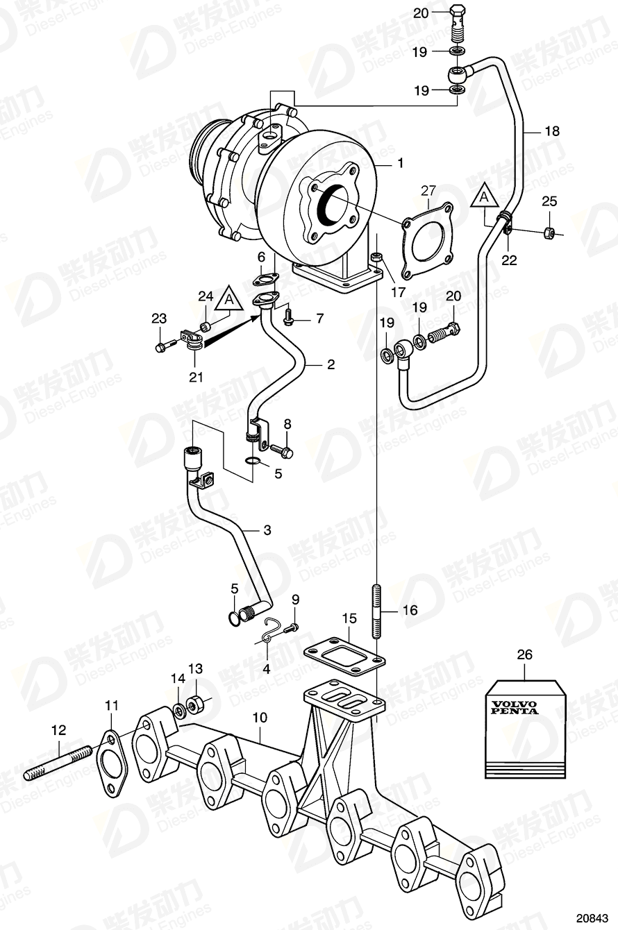 VOLVO Exhaust pipe 20712736 Drawing